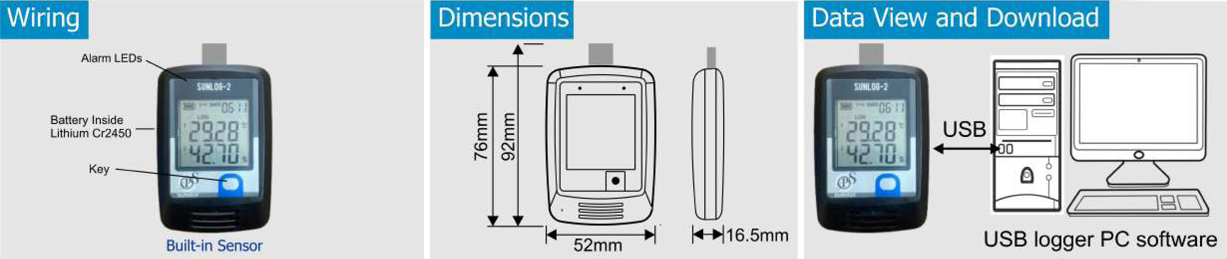Portable Data Loggers - SUNLOG-2U-USB